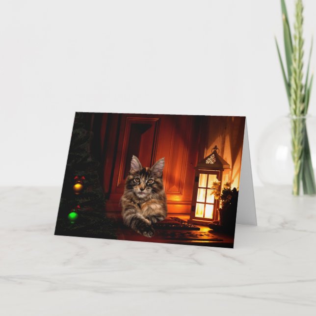 Cartes Pour Fêtes Annuelles Noël du Maine Coon (Devant)