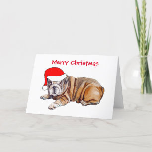 Cartes Pour Fêtes Annuelles Noël du mignon Bulldog Père Noël