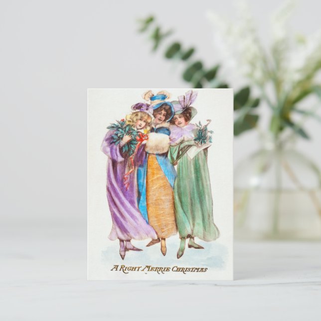 Cartes Pour Fêtes Annuelles Noël du millésime (Debout devant)