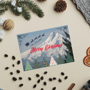 Cartes Pour Fêtes Annuelles Noël du Mont Hood couvert de neige
