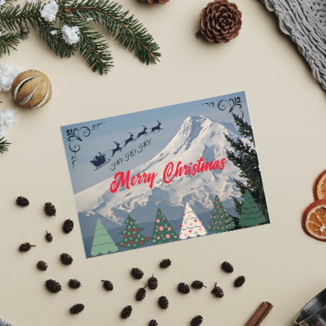 Cartes Pour Fêtes Annuelles Noël du Mont Hood couvert de neige (In Situ)