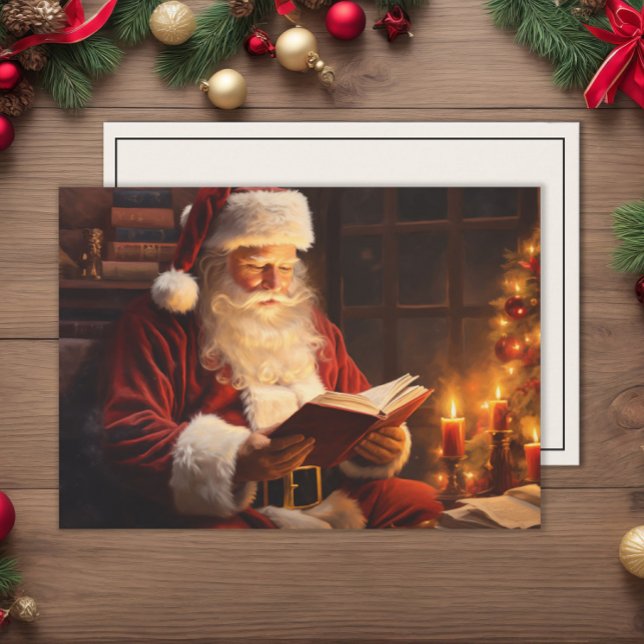 Cartes Pour Fêtes Annuelles Noël du Père Noël aux chandelles (Vintage Santa Claus Christmas greeting card)