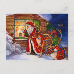 Cartes Pour Fêtes Annuelles Noël du Père Noël et du renne