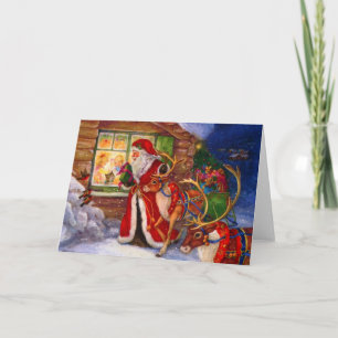 Cartes Pour Fêtes Annuelles Noël du Père Noël et du renne