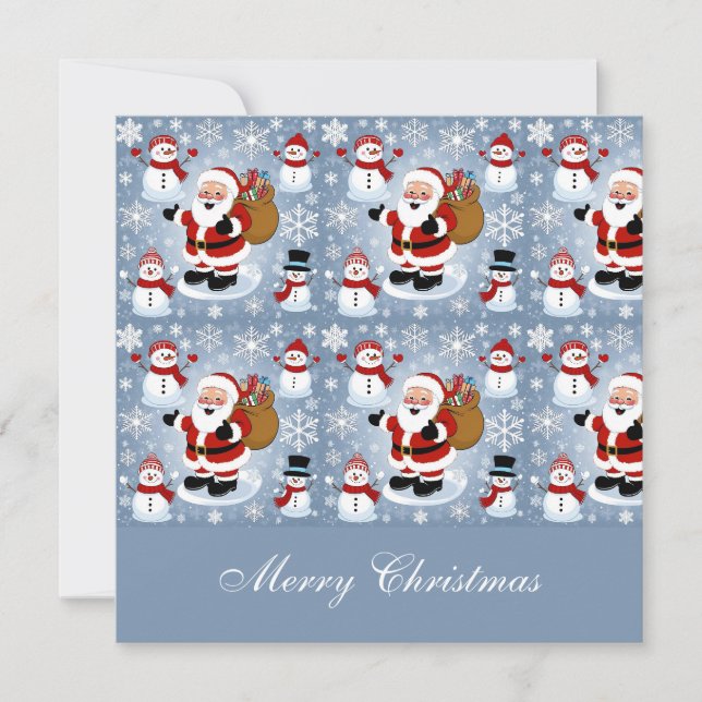 Cartes Pour Fêtes Annuelles Noël du Père Noël Jolly et des Snowmen (Devant)