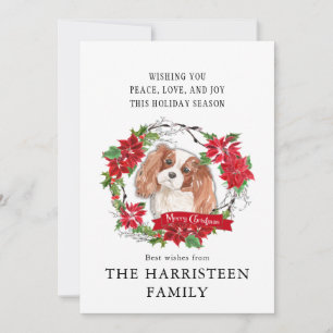 Cartes Pour Fêtes Annuelles Noël du roi Charles Spaniel Poinsettia