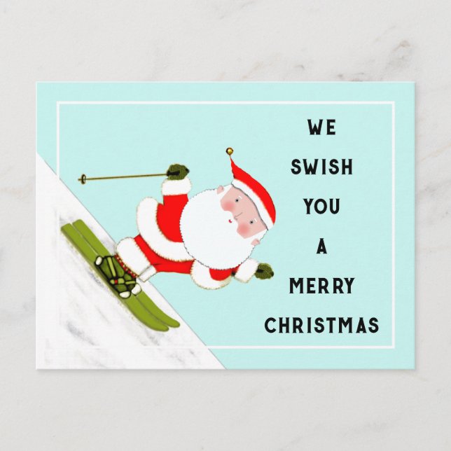Cartes Pour Fêtes Annuelles Noël du ski de neige (Devant)