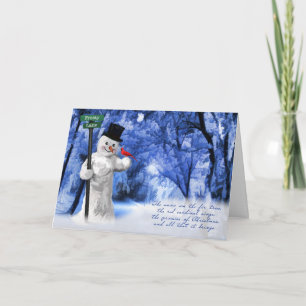 Cartes Pour Fêtes Annuelles Noël du Snowman et du Cardinal Rouge