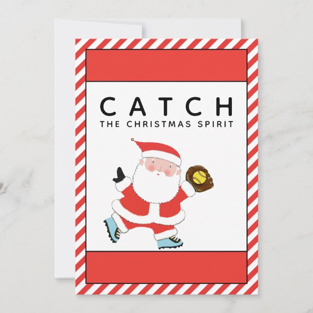 Cartes Pour Fêtes Annuelles Noël du softball (Devant)