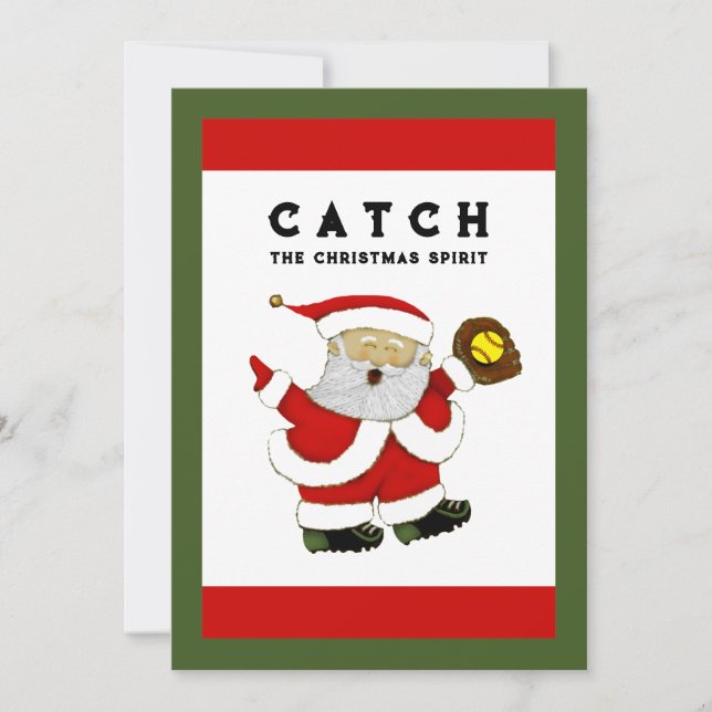 Cartes Pour Fêtes Annuelles Noël du softball (Devant)