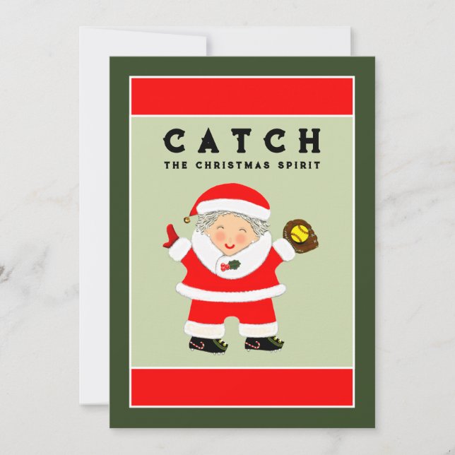 Cartes Pour Fêtes Annuelles Noël du softball (Devant)