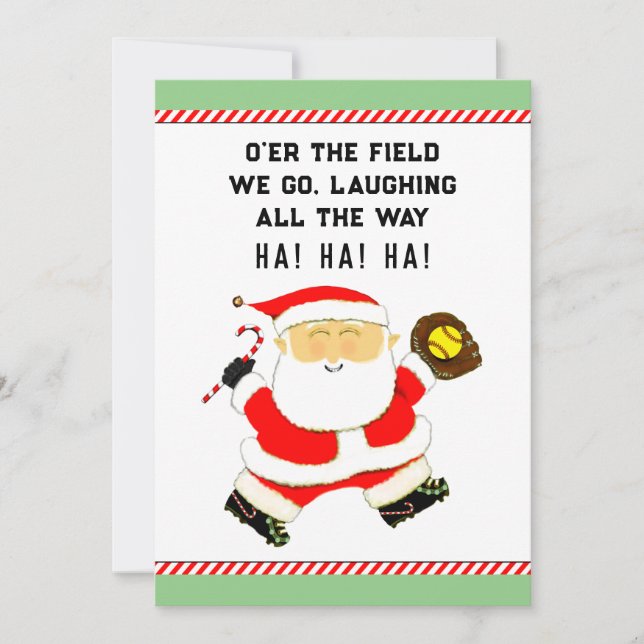 Cartes Pour Fêtes Annuelles Noël du softball (Devant)