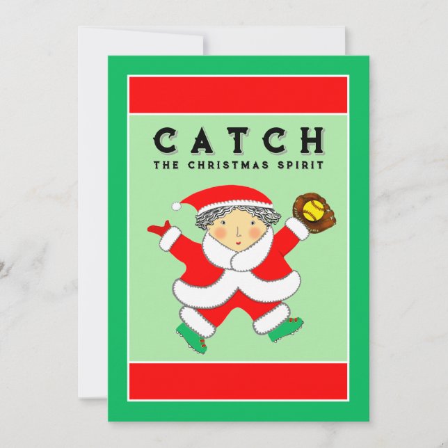 Cartes Pour Fêtes Annuelles Noël du softball (Devant)