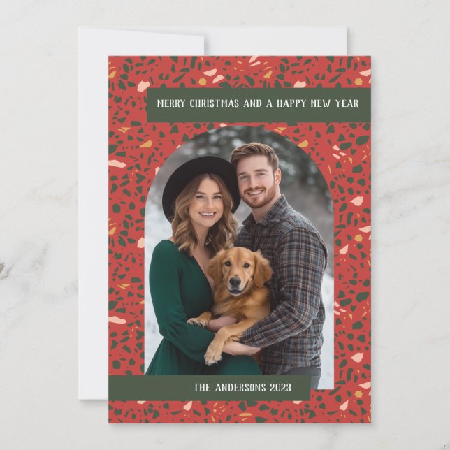 Cartes Pour Fêtes Annuelles Noël du Terrazzo moderne (Devant)