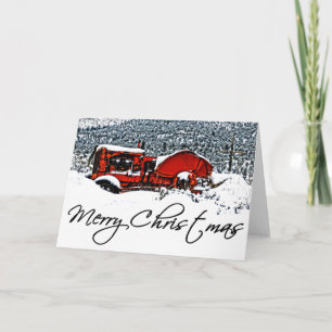 Cartes Pour Fêtes Annuelles Noël du tracteur à neige