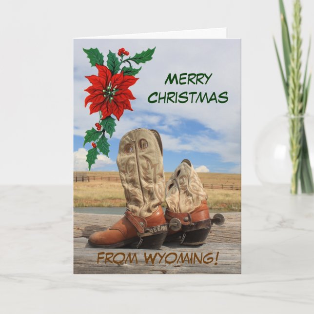 Cartes Pour Fêtes Annuelles Noël du Wyoming Western Boot (Devant)