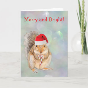 Cartes Pour Fêtes Annuelles Noël écureuil et canne à sucre 