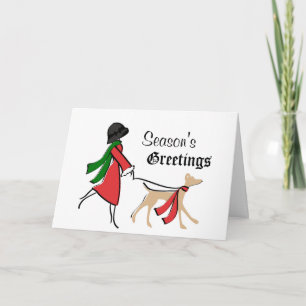 Cartes Pour Fêtes Annuelles Noël élégant de marcheur de chien