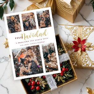 Cartes Pour Fêtes Annuelles Noël Elegant Espagnol 6 Multi Photos Collage