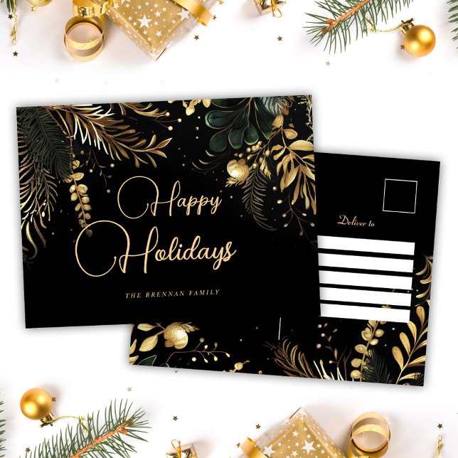 Cartes Pour Fêtes Annuelles Noël Élégant Festif Moderne Botanique (Christmas Elegant Modern Festive Botanical Holiday Postcard)