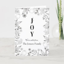 Noël élégant floral noir script blanc