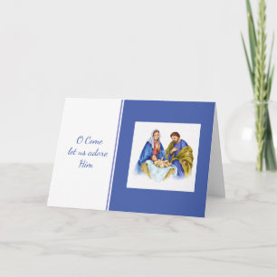Cartes Pour Fêtes Annuelles Noël Élégant O Venez Adore-Lui Nativité