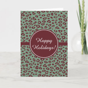 Cartes Pour Fêtes Annuelles Noël Empreinte de léopard rouge vert