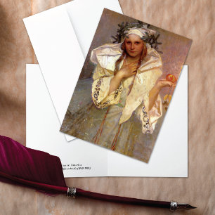 Cartes Pour Fêtes Annuelles Noël en Amérique Illustration Alphonse Mucha