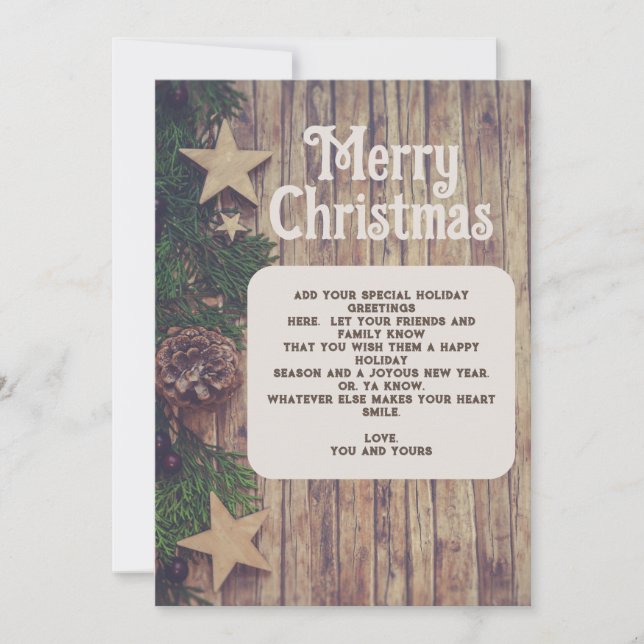 Cartes Pour Fêtes Annuelles Noël en bois rustique Pin (Devant)