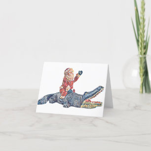Cartes Pour Fêtes Annuelles Noël en Floride Santa Claus équitation Alligator