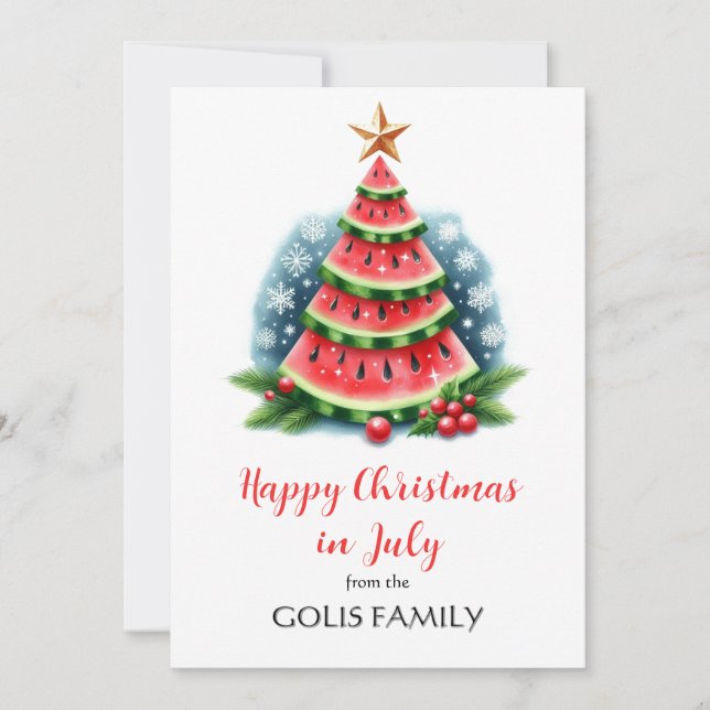 Cartes Pour Fêtes Annuelles Noël en juillet Arbre de pastèque (Devant)