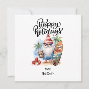Cartes Pour Fêtes Annuelles Noël en juillet avec SANTA CLAUS sur la plage