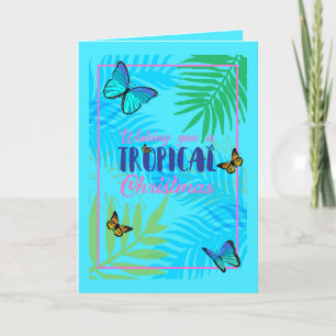 Cartes Pour Fêtes Annuelles Noël en juillet Palm Feuilles et papillons