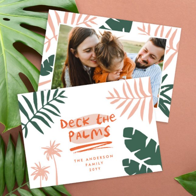 Cartes Pour Fêtes Annuelles Noël en juillet palmier tropical photo moderne (Créateur téléchargé)