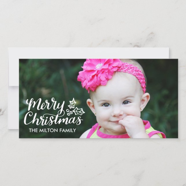 Cartes Pour Fêtes Annuelles Noël en lettres plein Photocard de main (Devant)