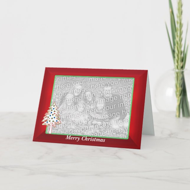 Cartes Pour Fêtes Annuelles Noël en rouge (cadre photo large) (Devant)