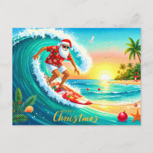Cartes Pour Fêtes Annuelles Noël en surfant avec le Père Noël