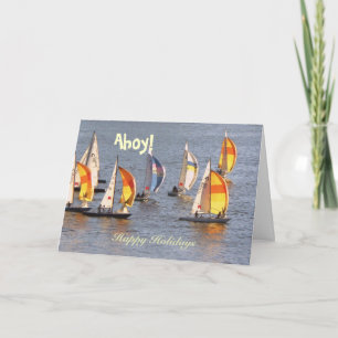 Cartes Pour Fêtes Annuelles Noël en voilier, Joyeuses Fêtes, Ahoy !