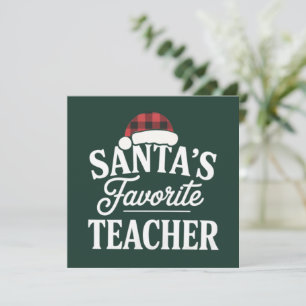 Cartes Pour Fêtes Annuelles Noël enseignant préféré de Santa enseigne aux étud