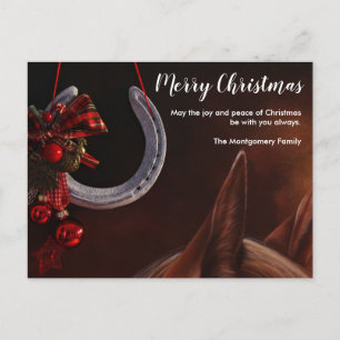Cartes Pour Fêtes Annuelles Noël équestre pendre en fer à cheval Photo