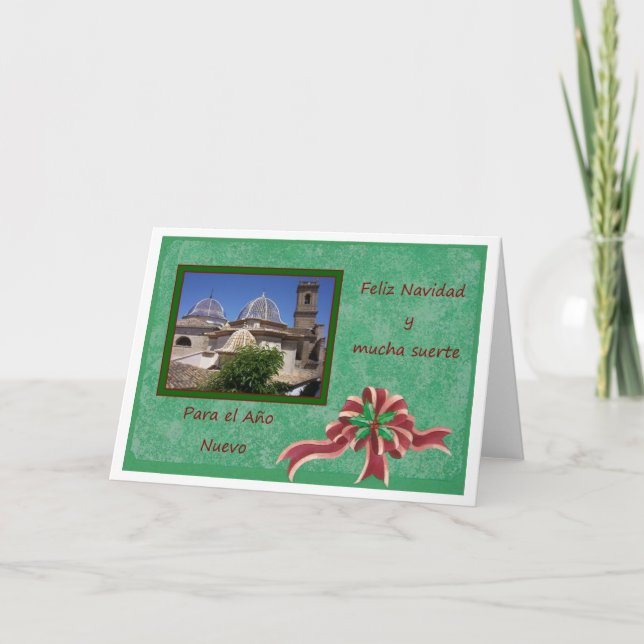 Cartes Pour Fêtes Annuelles Noël espagnol à l'église Feliz Navidad (Devant)