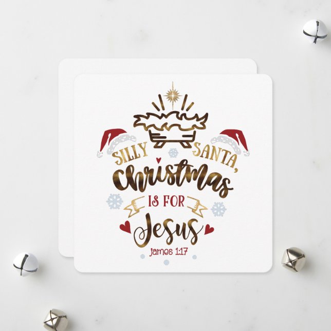 Cartes Pour Fêtes Annuelles NOËL EST POUR JÉSUS Christian Kid (Devant/Arrière en situation)