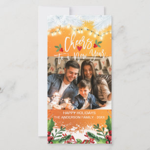 Cartes Pour Fêtes Annuelles Noël et joie à une photo de voeux de Nouvel An