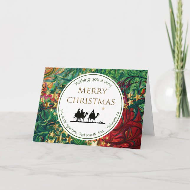 Cartes Pour Fêtes Annuelles NOËL ÉTOILES Trois Sages Hommes Écriture Festive (Devant)
