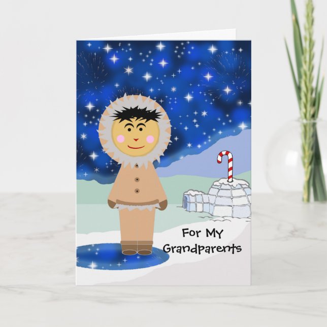 Cartes Pour Fêtes Annuelles Noël fait sur commande pour des grands-parents, (Devant)