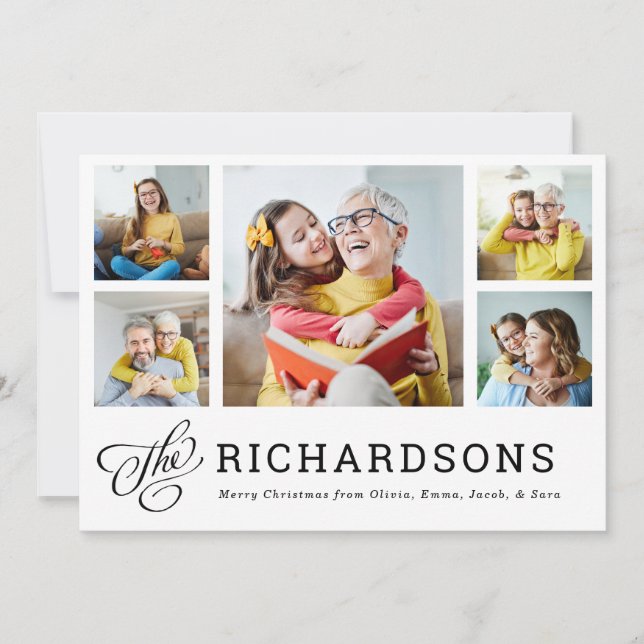 Cartes Pour Fêtes Annuelles Noël familial | Grille multiphoto moderne (Devant)