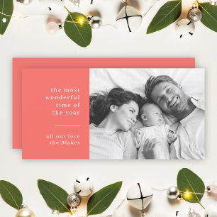 Cartes Pour Fêtes Annuelles Noël familial Photo Rouge orange moderne