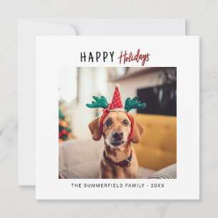 Cartes Pour Fêtes Annuelles Noël Famille Animaux de compagnie Photo Grey Card