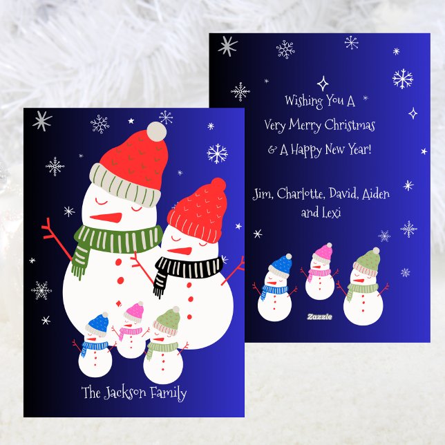 Cartes Pour Fêtes Annuelles Noël Famille Cute Snowman (Cute Snowman Family Christmas Holiday)