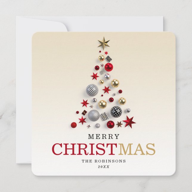 Cartes Pour Fêtes Annuelles Noël | Famille d'entreprise Xmas Tree (Devant)